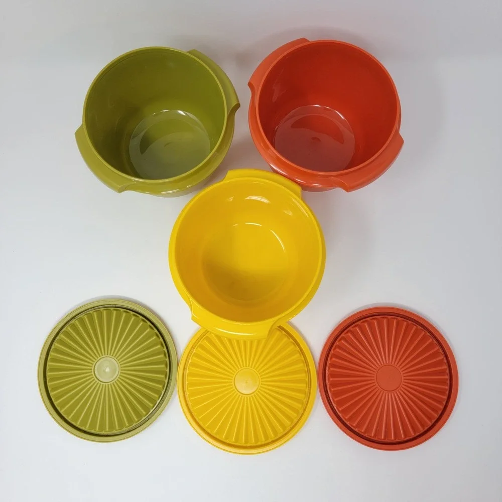 NOS Lot of 3 Vintage Tupperware Servalier Bowls 886-23 Autumn Harvest